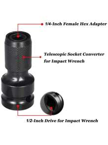 Electric Wrench Conversion Sleeve, Drill Chuck Connecting Rod 1/2 Turn 1/4 Air Cannon Socket Sleeve Sleeve - Black - View 9