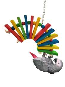 1 pieza Juguete de mordida con forma de abanico y colores de loro, escalera giratoria oscilante, suministros educativos para aves, accesorios para jaula de pájaros, juguete para loros (toda la combinación de accesorios es de color aleatorio)