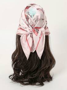 1pc Simple Floral Printed 70cm Square Scarf, New Arrival Spring Women Bandana Versatile Waist Belt Bag Accessory Head Wrap Headband Fashion Neckerchief