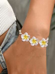 1pc Adjustable Bohemian Daisy Flower Braided Bracelet, Suitable For Ladies Daily/Travel Wear - Polymer Clay - View 5