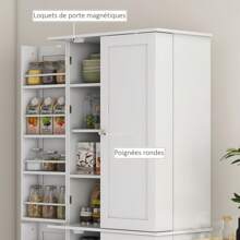HOMCOM Kitchen Cabinet Buffet Kitchen Dresser Storage Unit Modern Style With Cupboards, Adjustable Shelf And Spice Rack For Dining Room, Living Room, 60 X 35 X 166 Cm, White - White - View 6