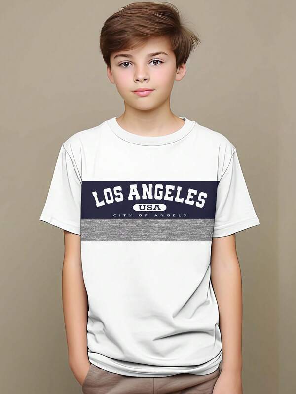 Casual & Fashion Cartoon Graphic Round Neck Short Sleeve T-Shirt, Children Outdoor Clothes, Hot-Selling All-Season