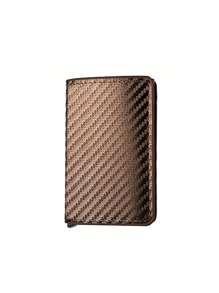 1PC Automatically Pop Up Credit Case Business Holder Aluminum Alloy Pack Bank Case Metal Clip-Mw Wallet Purse Wallet Mini Wallet Card Wallet - Brown - View 6