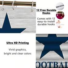 4pcs Waterproof Blue Star Shower Curtain And Toilet Floor Mat Three Piece Set With 12 Shower Curtain Hooks, Modern Home Decoration, Beautiful Housewarming Gift Bathroom Decor Fall Decor Bathroom Accessories Back To School