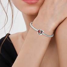 PARCOM 镀银串珠首饰 DIY 诞生石心形吊坠系列，适用于手链和项链，是生日和节日送给朋友的完美珠宝礼物 - 心形生辰石紅色 - 查看 6