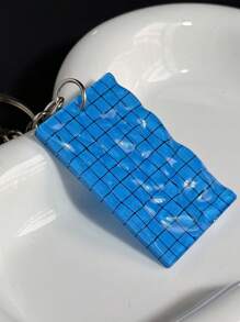 1pc Acrylic Water Wave Texture Keychain, INS Style Swimming Pool Charm, Creative Accessory & Small Gift - Royal Blue - View 4
