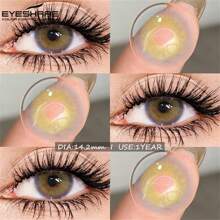 EYESHARE 1 对/2 件彩色隐形眼镜，自然棕色眼镜片，彩色化妆品绿色美瞳，年度使用灰色眼妆镜片，14.2 毫米万圣节服装角色扮演 - 年拋 - 查看 13