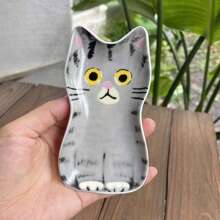 Joivida 1pc Cute Cat Ceramic Decorative Plate Multipurpose Desktop Ornament,Jewelry Trays Tabletop Storage Organizer Seasoning Sauce Plate Coffee Spoon Rest, Whimsical Funny Style, Mother's Day Gift, New Year, Thanksgiving Day, Christmas Gift, Rama Table Decor, Party Use, High-End Cafe Supplies, B&B Decor Plates Kitchen Kitchen Decor Fruit Tray Tray Decor Gifts Birthday Graduation , High-End Cafe Supplies, High-End Restaurants Supplies, Party Use - Multicolor - View 12