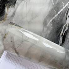 1 Roll Grey Marble Peel And Stick Wallpaper, Waterproof, Moisture Proof, Oil Resistant, Heat Resistant, Suitable For Kitchen Countertop, Cabinet, Bathroom, Office Desk, Modern Style - Multicolor - View 8