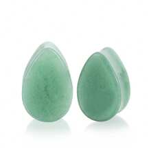 1 Pair Retro Bohemian Style Flat Teardrop Natural Stone Ear Gauges, Piercing Jewelry Suitable For Daily Wear, Christmas & Thanksgiving Gift (Please Note Size Guide When Purchasing)