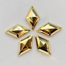 25pcs Rhombus Double-Hole Gold Plated Acrylic Rhinestones For Jewelry Clothing Decoration, 2 Size Options
