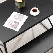 VECELO 3-Pieces Dining Table Set, Rectangle Dinette With 2 Benches, Metal Frame For Dining Room, Living Room, Small Space - Black - View 7