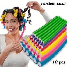 Paquete de 10 rizadores de espuma flexibles, rizadores de espuma sin calor de colores aleatorios para mujeres y niñas con cabello largo y corto, para peinados DIY, cabello rizado en espiral, rizador de espuma flexible para cabello rizado, rodillos para el cabello, rizos sin calor, rizador de cabello, productos y accesorios para el cabello para peluquería, salón de belleza, viajes esenciales, regreso a la escuela, vacaciones esenciales, accesorios para el cabello para mujeres
