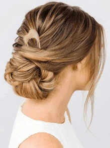 2 piezas Pasadores de metal con forma de U estilo vintage, palillos para el cabello estilo francés como accesorio para el moño y peinados de mujer y niña. Puede haber variación de color.