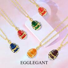 EGGLEGANT 1 pieza Delicado colgante de huevo esmaltado, collar con colgante simple, joyería para mujeres para uso diario, regalo de Pascua o aniversario