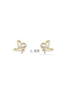 1 Pair Unique Design Elegant Heart Shape Pearl Stud Earrings, Delicate And Versatile, Women Accessories