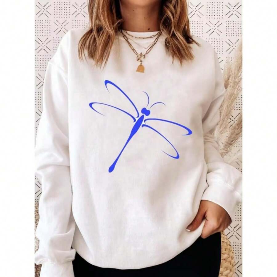 Decorated Bodywear Fashion Printed Dragoy White Ins Hoodie Sweatshirt Sweatshirts Streetwear Women ClothesN - 白色 - 查看 1