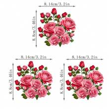 1 件/2 件/3 件玫瑰花熨烫补丁 - 可洗，适用于 T 恤、口罩、背心、夹克、枕头、牛仔裤、背包 - 彩色 - 查看 3