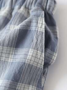 3 pièces/set Short de détente d'été confortable pour hommes, taille élastique réglable, imprimé à carreaux, avec poches, convient comme vêtement de nuit ou décontracté