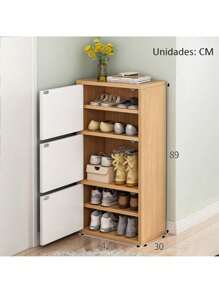 Mueble Organizador De Zapateras De Madera Con 3 Puertas - Multicolor - Ver 2
