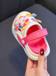 儿童女童夏季室内防滑拖鞋，儿童镂空沙滩凉鞋，幼儿女童浴室淋浴鞋 - 白色 - 查看 7