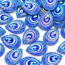 30 piezas/paquete de lentejuelas de resina con forma de lágrima de cola de pavo real de gran tamaño, tamaño de 18*25mm, diamantes de resina con forma de ojo, cristales de resina AB, para manualidades de disfraces de baile - Multicolor - Ver 19