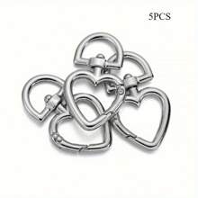 5件装旋转扣心形圆形弹簧开口环钥匙圈 DIY钥匙链 手提包吊坠连接扣配件