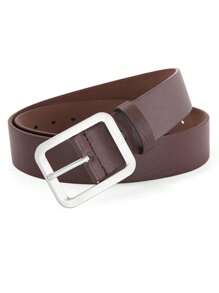 Slim Casual Leather Jeans Belt With Square Center Bar Buckle, Belt Suitable For Teen Summer Casual Outdoor Athletic Or Vacation Travel Or Graduation Gifts Or Birthday Dress Accessories Or Daily Wear - Multicolor - View 2