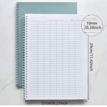 1 Spiral Notebook Universal Grid Attendance Record Book, Work Log Horizontal Version (23 Rows And 14 Columns), Vertical Version (34 Rows And 8 Columns), Data And Inventory Management Ledger, Financial Accounting, Student And Work Purpose - Text,Back To School,School Supplies