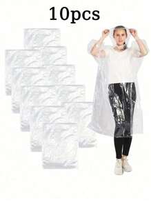 1/5/10/15/20pcs Disposable Heavy-Duty Raincoat With Windproof Hood, Portable Waterproof Poncho, For Travel And Outdoor Activities - Transparent And Disposable Travel Disposables Items Travel Hotel Essentials Outdoor Essentials Room Stuff Beach Travel Minis Periods Disposable Items Bathroom Accessories, Spring Summer Picks, Brides Maid Gifts, Room, Bedroom Decor, Bedroom Decor, Beach, Travel, For Men, For Women, Vacation - Multicolor - View 1