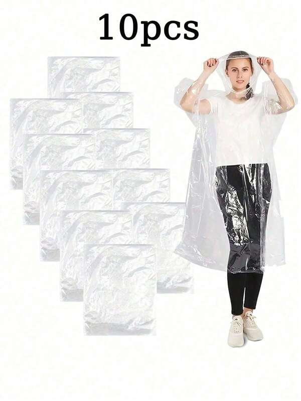 1/5/10/15/20 Stück Einweg-Regenmantel mit winddichter Kapuze, tragbarer wasserdichter Poncho, für Reisen und Outdoor-Aktivitäten - transparent und als Einwegartikel, Reiseartikel, Hotelausstattung, Outdoor-Utensilien, Badezimmeraccessoires