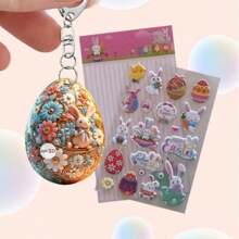 Easter Egg Bunny Car Interior Acrylic Pendant Ornament, Decoration Hanging Easter Egg, Rabbit Sticker Gift, Bubble Sticker