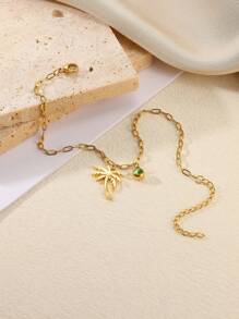 1 szt. Palm Tree Birthstone Anklet dla kobiet Delikatny kokosowy łańcuszek na kostkę Letnia biżuteria plażowa Modne dodatki Prezent na Walentynki, mama, matka, Dzień Matki, prezent