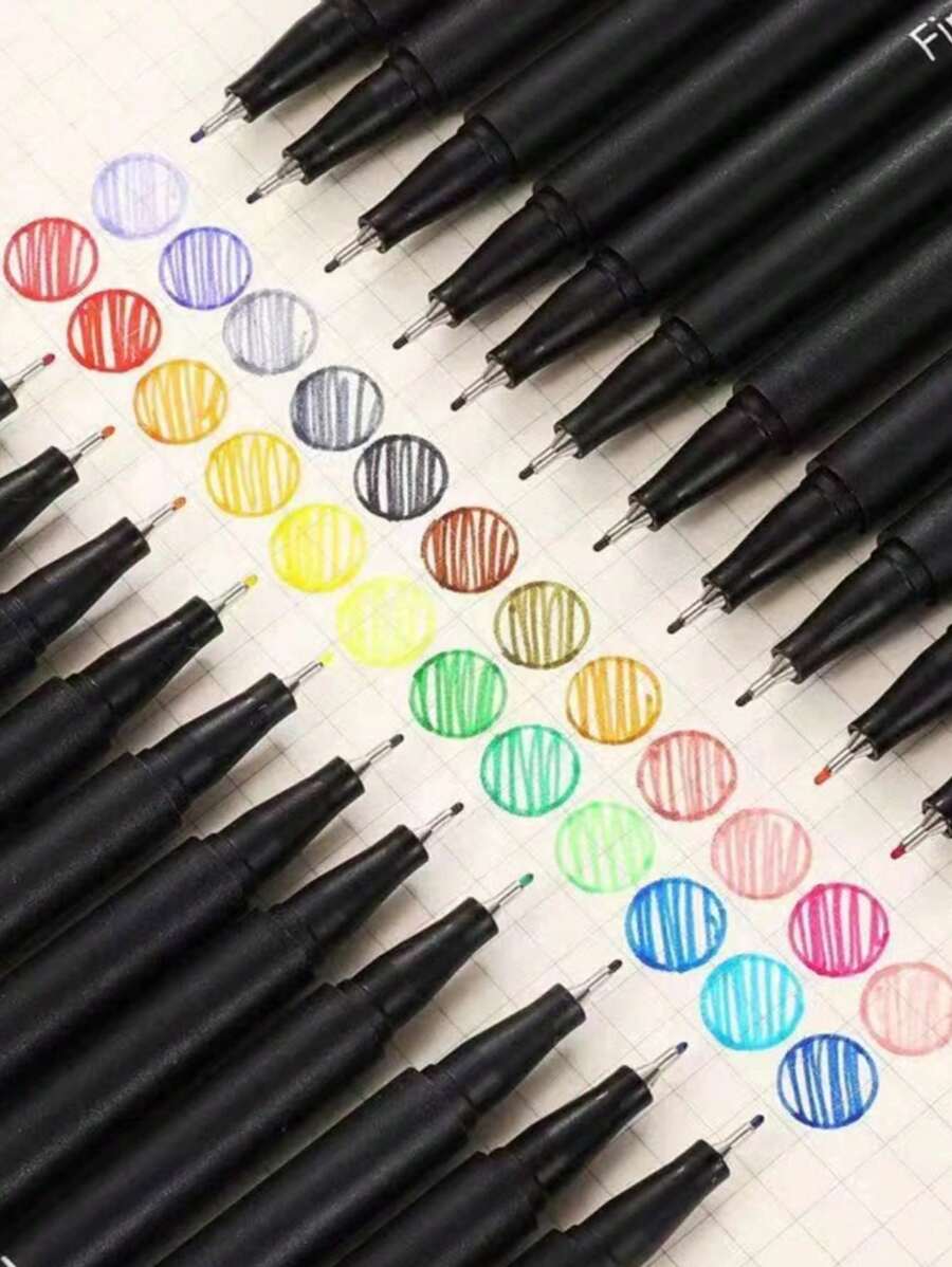 12/24/36/48 件彩色绘画套装，包括细线笔、荧光笔、美术用品、滚珠笔、用于书写笔记的细尖笔、日历着色、Sipa 细尖笔 - 0.4 毫米毡尖、PE 材料、鲜艳的颜色，非常适合成人着色、书写、绘画、教师和学生