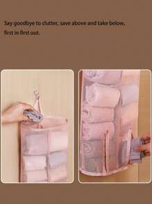 1pc Hanging Underwear Storage Bag , Single/Double Barrel Sock Underwear Storage Bag , Sock Storage Bag , Student Wardrobe Hanging Organiser Mesh Pocket