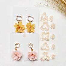 2pcs/10pcs Flower Petal Clay Cutter Molds, Used For Earring Making, 10 Shapes Geometric Flower Clay Cutters For Jewelry Making