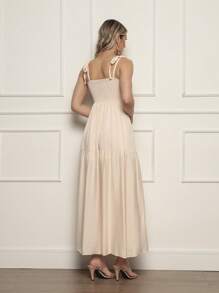Long Dress With Straps And Loose Cups - Màu be - Xem 2