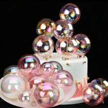 6 pièces de boules claires colorées, décorations de gâteaux et cupcakes pour mariage, anniversaire et fêtes