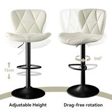 Nalupatio Bar Stools Set Of 2, Tall Bar Stools, Upholstered Bar Stools With Metal Base, Modern Bar Stools For Kitchen Counters Restaurants - White - View 4