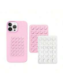 2 pièces Support de téléphone en silicone avec 24 ventouses, double-face, compatible pour la douche et le montage mural, pour le maquillage, le fitness, la salle de bain, la voiture et la cuisine