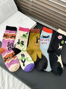 2 paires de chaussettes d'équipe, motif animal mignon chat. Chaussettes douces et mignonnes pour dormir ou la maison, adaptées pour toutes les saisons