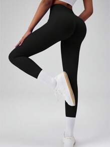 Set da 6 pezzi di leggings da allenamento neri per donne: collant senza cuciture con arricciatura, controllo della pancia, effetto lift sul sedere e vita snella - ideali per palestra, fitness, corsa, ciclismo, yoga e pickleball