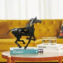 Metal Decor Horse Statue, Western Home Decor Rustic Decorations, Horse Crafts Horse Art Sculpture, Best Gifts For Horse Lovers (Black)