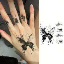 JKCODE TATTOO 4 Packs Waterproof Mehndi Design Semi-Permanent Tattoos, Hands, Temporary Tattoos, Spider Tattoo, Waterproof, Realistic Fake Tattoos, Botanical, Finger Tattoos, Magic Tattoos, Lasts 1-2 Weeks, Tattoos For Women