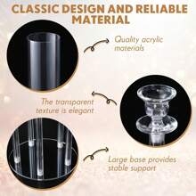 6Pcs 5 Arms Acrylic Clear Candelabra Centerpieces For Wedding, Taper Candlesticks Candle Holders With Acrylic Shade For Chrismas House Birthday Party Table Gifts Home Decoration - 透明(6個) - 查看 4