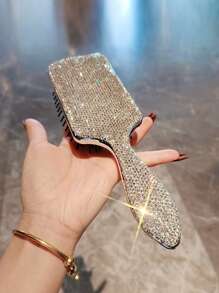 1 pieza Serie Diamante (Diamante Blanco) Cepillo de aire con cojín de rhinestone brillante y de moda, cepillo de aire rizado y esponjoso, peine de masaje anti-estático para uso seco/húmedo en el hogar, cepillo de cabello de nicho Y2K, cepillo grande y esponjoso para flequillo para mujeres, multicolor con rhinestones, regalo de cumpleaños, fiesta, vacaciones, Año Nuevo, San Valentín, Ramadán, arte decorativo de diamantes - Multicolor - Ver 2