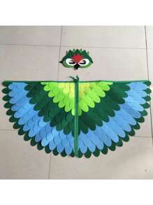 1PC Bird-Wings-Costume For Kids Dress Up, Felt Feathered Festive Attire Set - Felt Non-Woven Fabric Masks And Wing Sets For Hummingbirds, Phoenixes, Hawks, Green Parrots, Costume Hallowen Party, Bird-Costume-Peacock-Wings For Kids With Bird, Gift For Girl Boys, Interactive Game, Party Game, Holiday Accessory