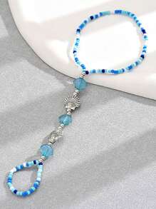 1/2 piezas Tobillera bohemia de verano con cuentas, cadena elástica de tobillo tejida con conchas marinas y cuentas, cadena para el Body personalizada de resort