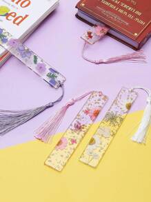 1pc/2pcs Book Marks/Book Press For Book Lover ,Christmas Present Dried Flower Bookmarks With Tassels, Bookmarks For Women, Durable Handmade Dried Flower Resin Bookmarks, Pretty And Increase Reading Interest,Gifts For Book Lovers, Student Prize, School Supplies Random Patterns