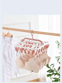 1pc multifunctionele opvouwbare hangende kledingrek met 32 clips, multifunctionele waslijn, sokkenclips, droogrek voor thuis en studenten